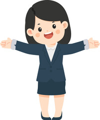 Cartoon Businesswoman Giving a Welcome Gesture