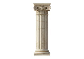 Elegant marble column isolated PNG on transparent background, ancient architectural element for design and historical projects