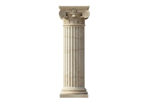 Elegant marble column isolated PNG on transparent background, ancient architectural element for design and historical projects