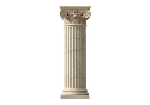 Elegant marble column isolated PNG on transparent background, ancient architectural element for design and historical projects
