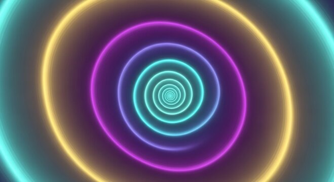 "Hypnotic Spiral Tunnel of Vibrant Neon Lights for Dynamic Backgrounds and Design Concepts | AI Generated" - Powered by Adobe