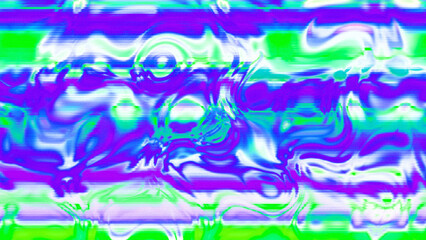 Abstract psychedelic glitch waves with neon colors, distorted digital fluid texture and VHS scanline effect