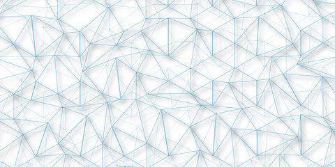 Abstract of simple BLUE line triangle pattern geometric background .white background creative and geometric shape with white luxury pattern .BLUE and white geometric background with low poly triangle