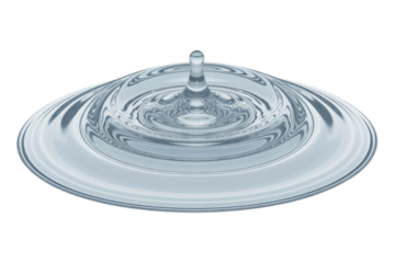 A single water droplet falling and creating concentric ripples on a calm surface. background removed