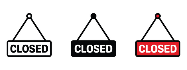 Closed icon vector. business notices and shop closures symbol. vector illustration.
