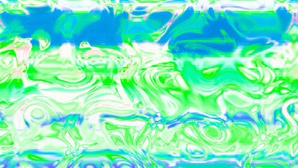 Abstract psychedelic glitch waves with neon colors, distorted digital fluid texture and VHS scanline effect