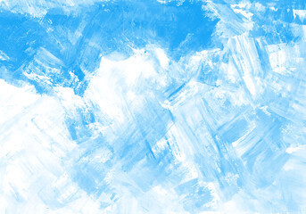 Abstract blue and white textured background with brush strokes
