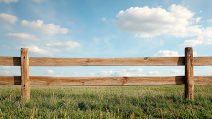 Wooden fence blue sky clouds green grass rural landscape nature tranquility outdoor scenery