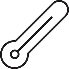 Simple line art thermometer icon isolated on white background representing temperature measurement and health checkup concepts