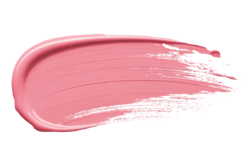 Pink paint swatch, a textured brushstroke on a transparent background. Ideal for cosmetic or design projects. background removed