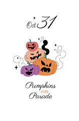 Pumpkins on Parade | Blue Halloween Poster