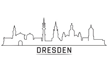 Dresden Line Art skyline silhouette. Black Dresden city design. with white background