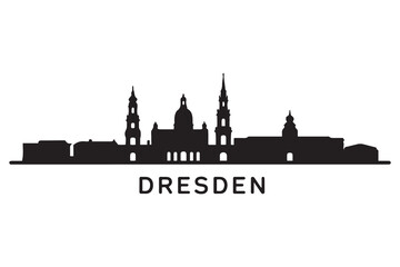 Fototapeta premium Dresden Line Art skyline silhouette. Black Dresden city design. with white background