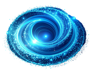 Futuristic Blue  Particle Swirl Background, Abstract Digital Concept, Isolated PNG 