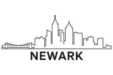 Obraz premium Newark Line Art skyline silhouette. Black Newark city design. with white background