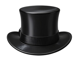  Classic Black Magician Top Hat, Front View, Isolated on Transparent Background (2)