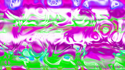 Abstract psychedelic glitch waves with neon colors, distorted digital fluid texture and VHS scanline effect