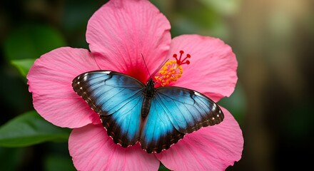 Vibrant butterfly on a pink flower showcasing natures beauty and detail