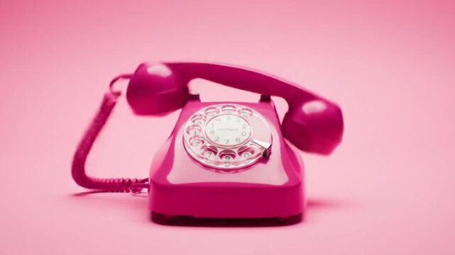 Lost Connections A vibrant pink vintage rotary phone echoes untold stories and memories on a stark pink background Retro