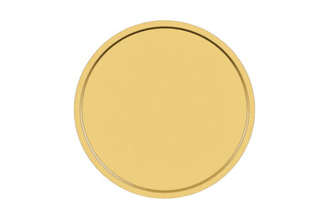 A golden circular frame with a pale yellow center, isolated on a dark transparent background. Perfect for design elements. background removed