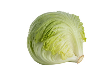 Fototapeta premium A whole head of fresh, light green lettuce isolated on a transparent background. background removed