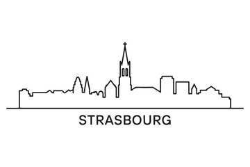 Fototapeta premium Strasbourg Line Art skyline silhouette. Black Baton Rouge city design. with white background