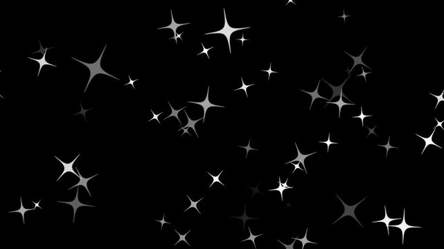 Hand drawn Twinkle star glitter sparkle, A cloud of cosmic shining dust, shining stars, stars blinking sparkle, Twinkling star white sparkles in doodle style on transparent background. 4k animation