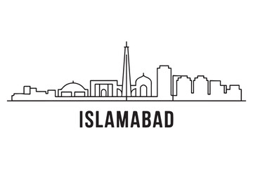Fototapeta premium Islamabad Line Art skyline silhouette. Black Islamabad city design. with white background