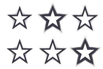 Obraz premium Six dark gray stars with a transparent background. Simple, elegant design. background removed