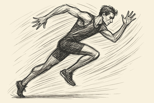 Dynamic strokes arms legs sprinter vector rough sweeping exaggerated illustration motion