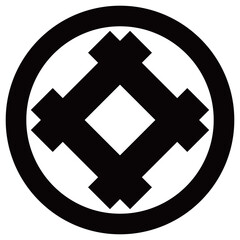家紋です。丸に隅立て井筒といいます。