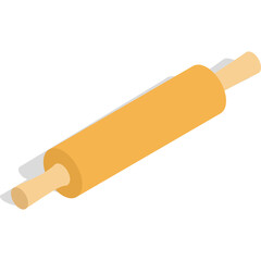 Simple Wooden Rolling Pin Kitchen Tool For Baking And Cooking On A White Background