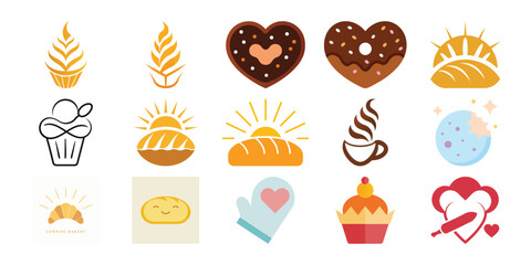 Set of bakery logo icon. bakery logo icon set.