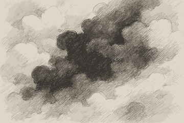 Forming abstract cloudy pools cloud within background illustration sketch ink visible vector