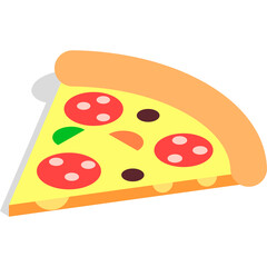 Single Slice Of Pepperoni Pizza With Yellow Cheese Red Pepperoni Green Bell Pepper And Black Olives On White Background Isolated Studio Shot
