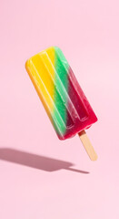 Popsicles floating on pink background sweet summer colorful frozen cold food