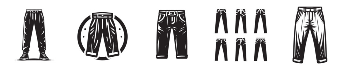 Dynamic Denim & Trousers Vector Pack Versatile Apparel Illustrations for Fashion and Design Projects