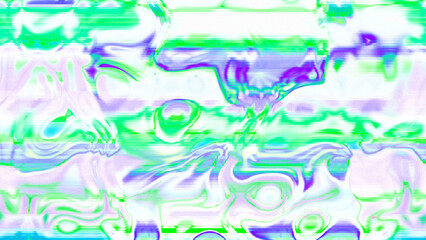 Abstract psychedelic glitch waves with neon colors, distorted digital fluid texture and VHS scanline effect