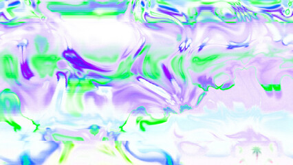 Abstract psychedelic glitch waves with neon colors, distorted digital fluid texture and VHS scanline effect