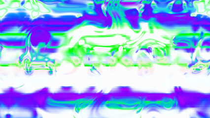 Abstract psychedelic glitch waves with neon colors, distorted digital fluid texture and VHS scanline effect