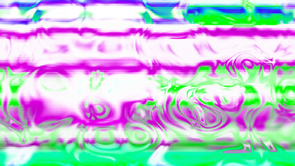 Abstract psychedelic glitch waves with neon colors, distorted digital fluid texture and VHS scanline effect