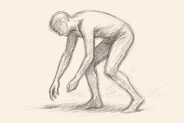 Fototapeta premium Contour quick to pick figure drawing sketch illustration gestural vector shading bending