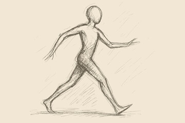 Fototapeta premium Legs figure dynamic walking illustration simple vector sparse sketch sweeping lines shading