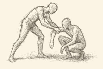 Interacting clarity illustration minimal vector capturing gesture loose sketch weight figures interaction