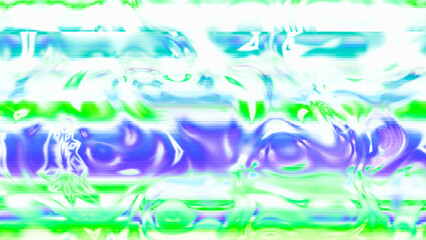 Abstract psychedelic glitch waves with neon colors, distorted digital fluid texture and VHS scanline effect