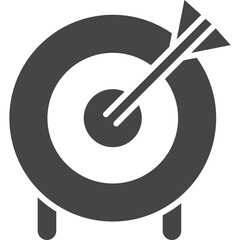 Target with Arrow Icon Illustrating Success and Aiming Accurately in a Simple Graphic Design on a Transparent Background