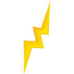 Stylized Yellow Lightning Bolt Icon With Layered Effect and Transparent Background