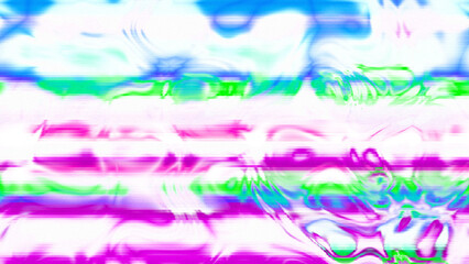 Abstract psychedelic glitch waves with neon colors, distorted digital fluid texture and VHS scanline effect