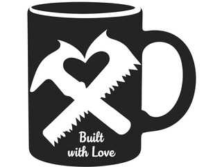 Carpenter’s Hammer and Saw Forming Heart Shape | Creative Heart Made of Hammer and Saw Tools | Symbolic Carpentry Love Design with Hammer and Saw | Romantic DIY Tool Heart Illustration