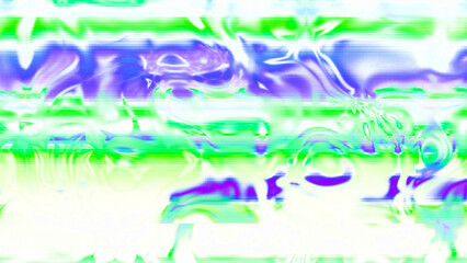 Abstract psychedelic glitch waves with neon colors, distorted digital fluid texture and VHS scanline effect